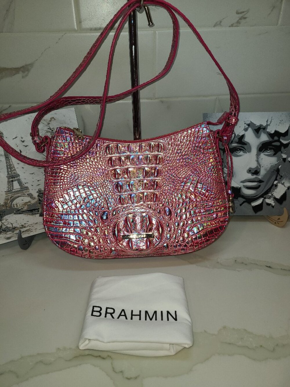 Brahmin Magenta Wonderland Shayna crossbody bag Pristine NWOT